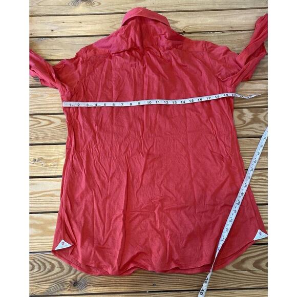 Cordone 1/4 Button Long Sleeve Top Size 16.5 Men’s Red - Picture 7 of 8